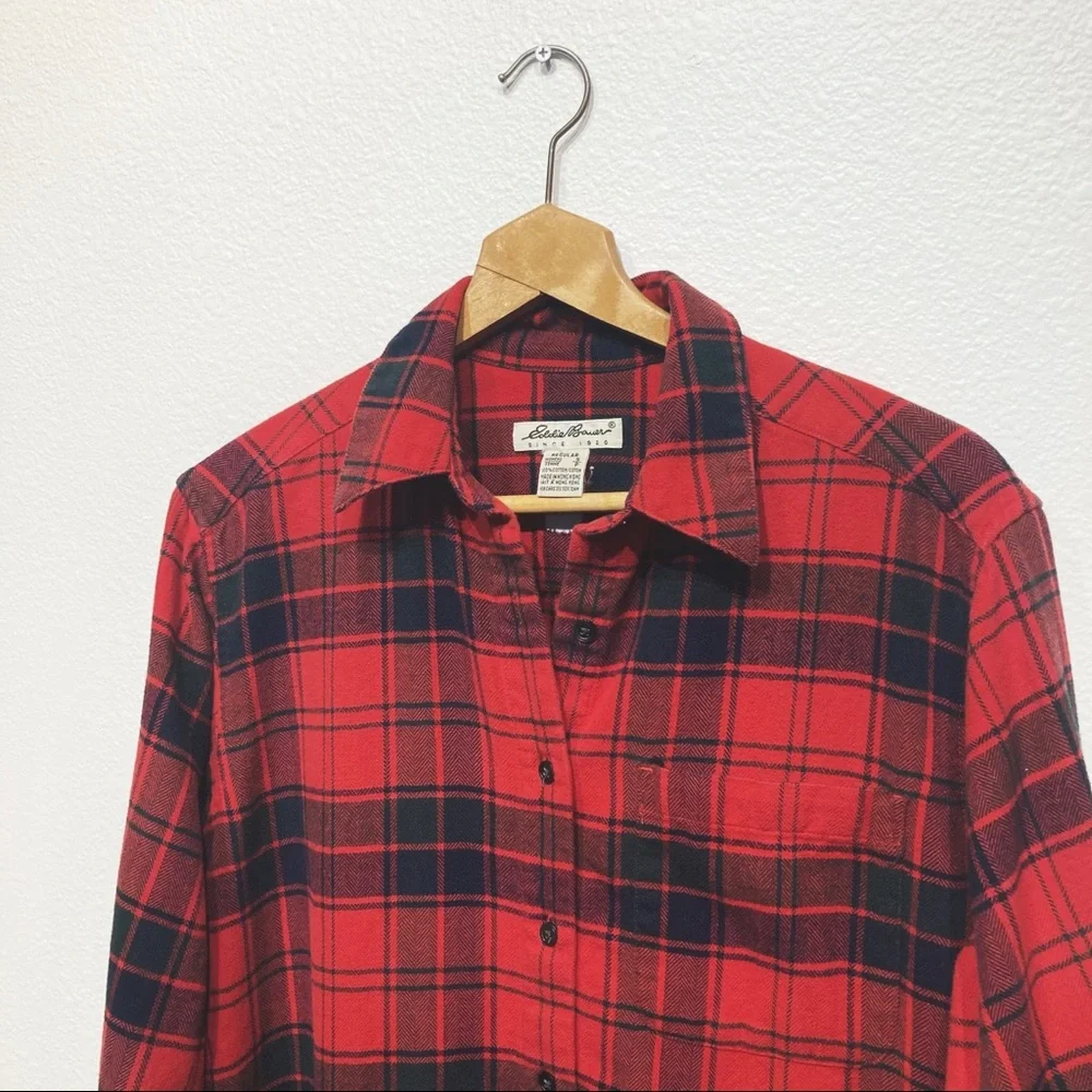 Eddie Bauer Red & Black Plaid Button up shirt